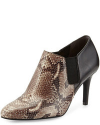 Brown Snake Leather Ankle Boots