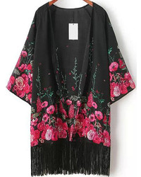 Black Floral Kimono